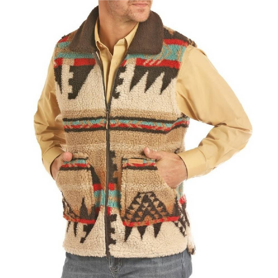 Powder River Outfitters® Men's Aztec Jacquard Brown Vest 98-2648