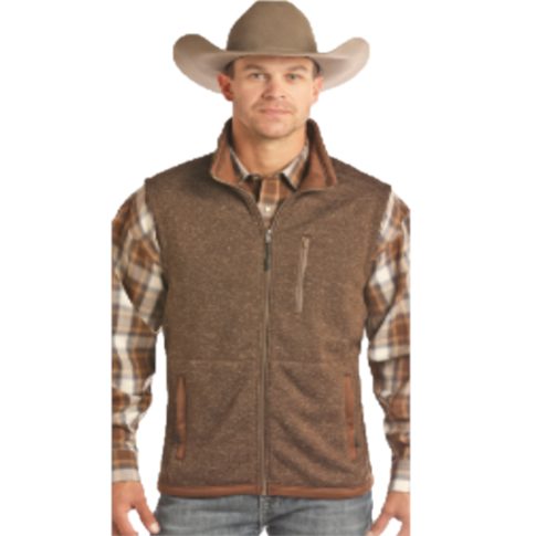Powder River Outfitters® Men's Full Zip Brown Sweater Vest 98-2655-24