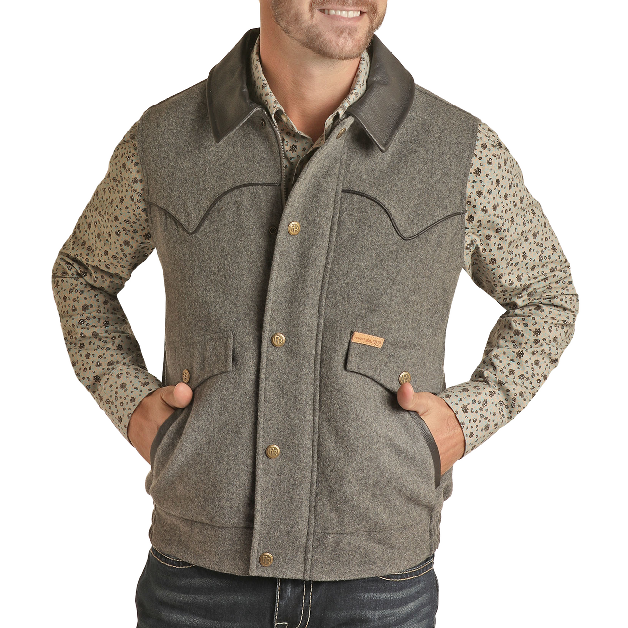 Load image into Gallery viewer, Powder River Men&amp;#39;s Grey Heather Holbrook Wool Vest 98-5619-04
