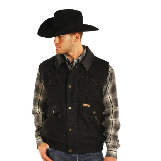 Powder River Outfitters Men's Heather Holbrook Wool Black Vest 98T5619-01