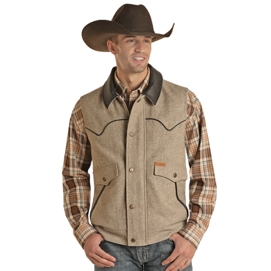 Powder River Outfitters Men's Heather Holbrook Wool Beige Vest 98-5619-29