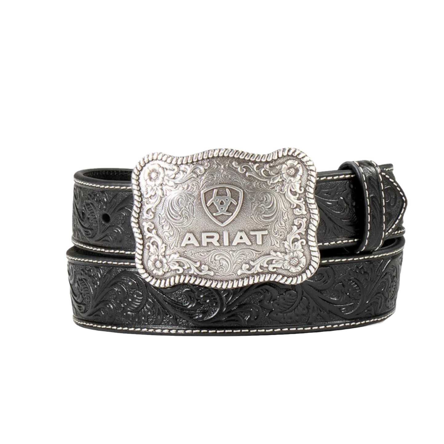 Ariat Men's Floral Embossed Western Black Belt A1020401 - Wild West Boot Store