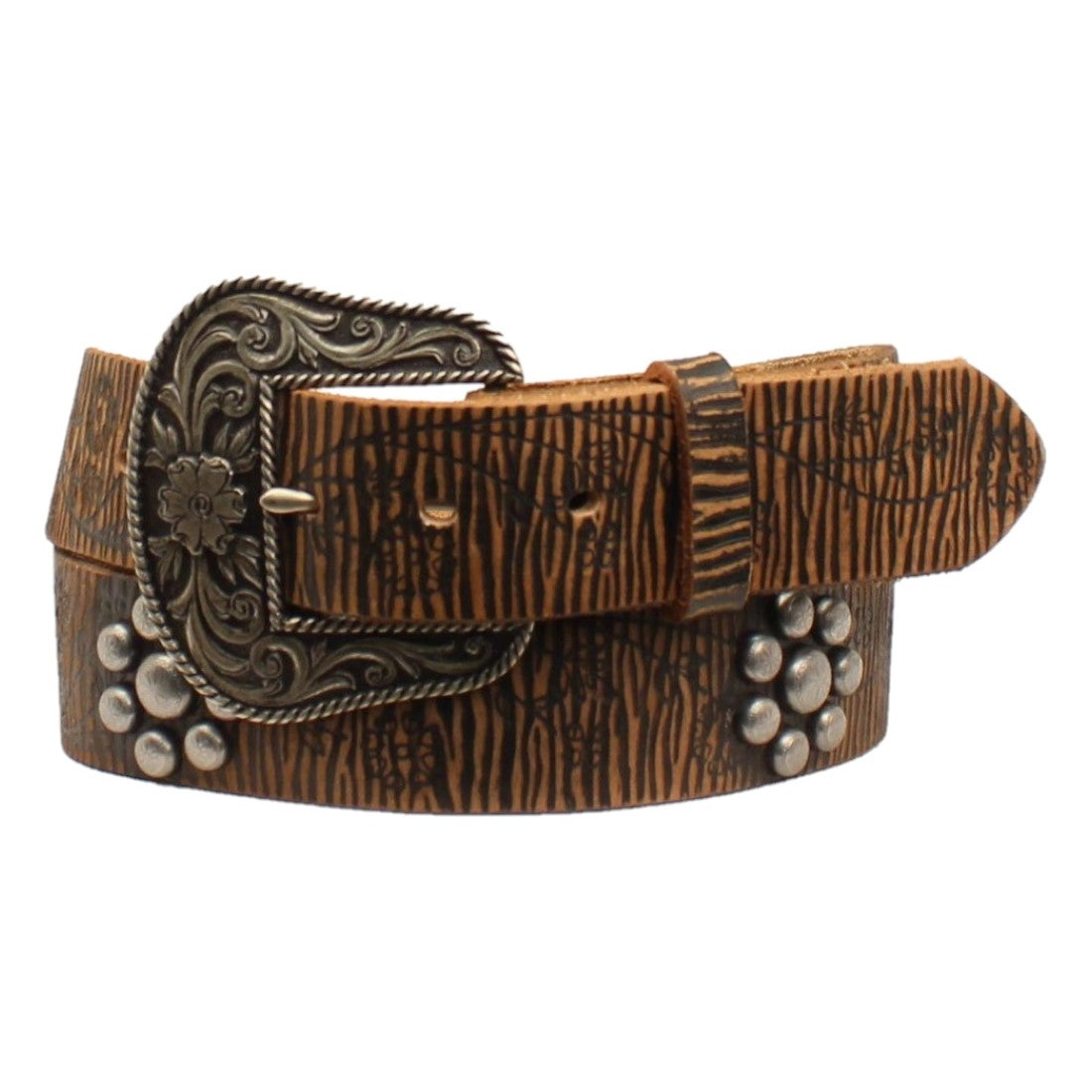 Ariat Ladies Floral Embroidered Floral Studded Brown Belt A1530002