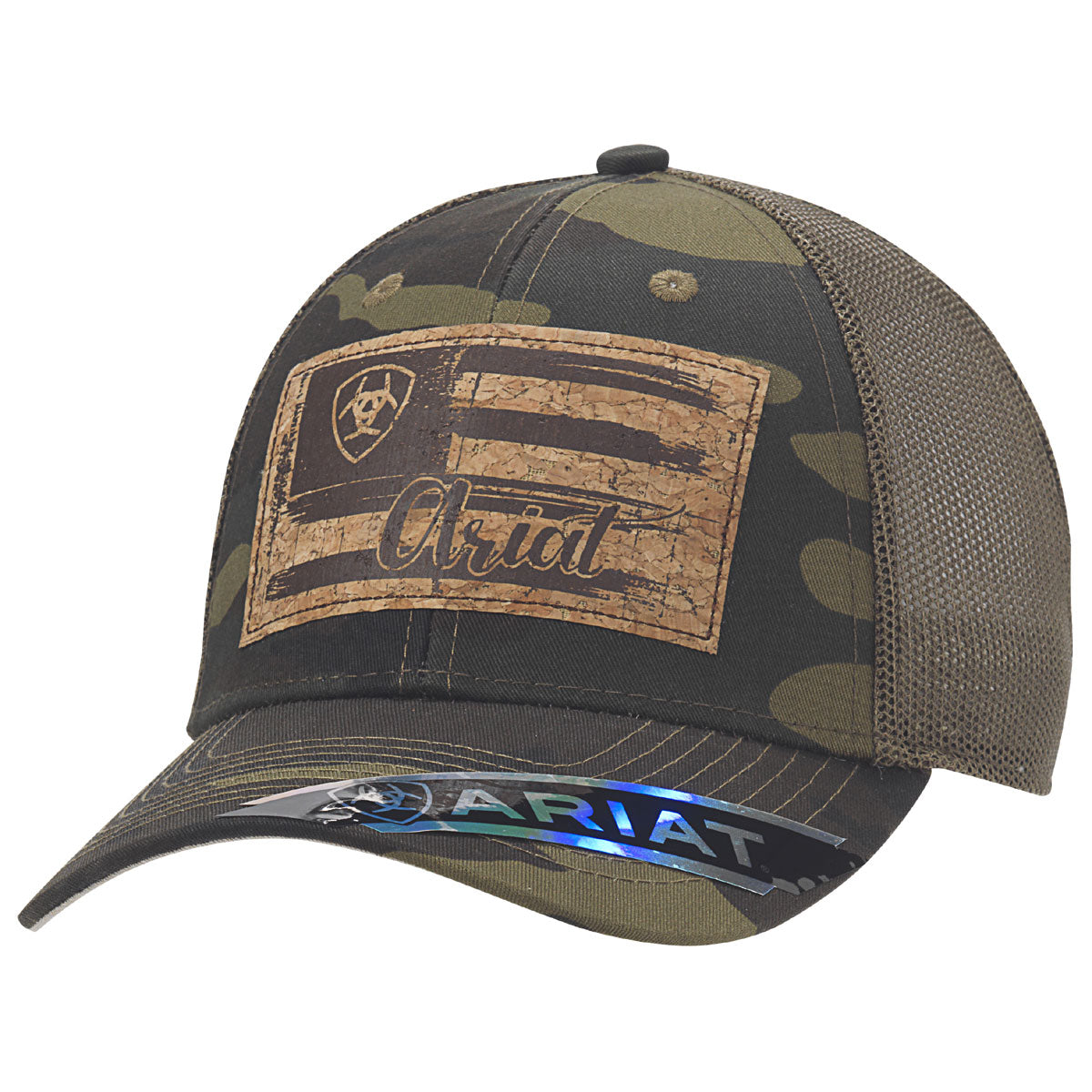 Ariat® Women's Flag Camo With Cork Patch Logo Baseball Cap A3000160222