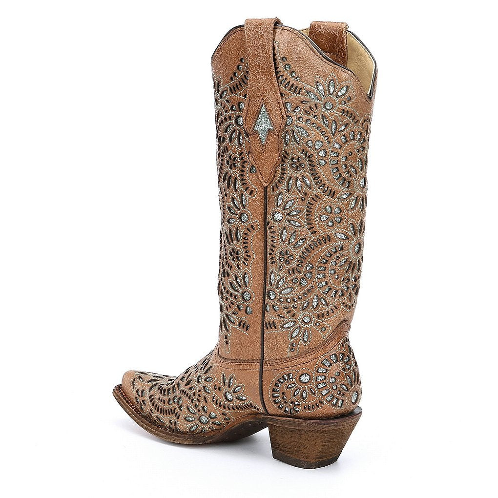 Corral Ladies Brown Glitter Inlay Boot A3352 - Wild West Boot Store