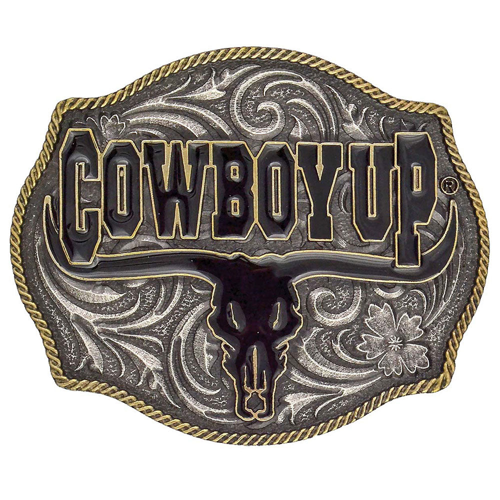 Montana Silversmiths Men's Attitude Cowboy Up Longhorn Buckle A354