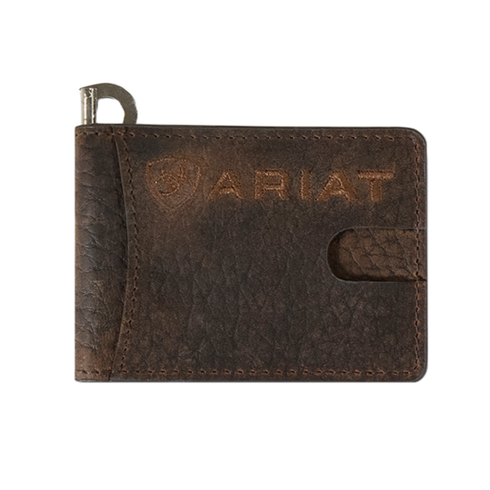 Ariat Bullhide Brown Embroidered Money Clip Wallet A3554602