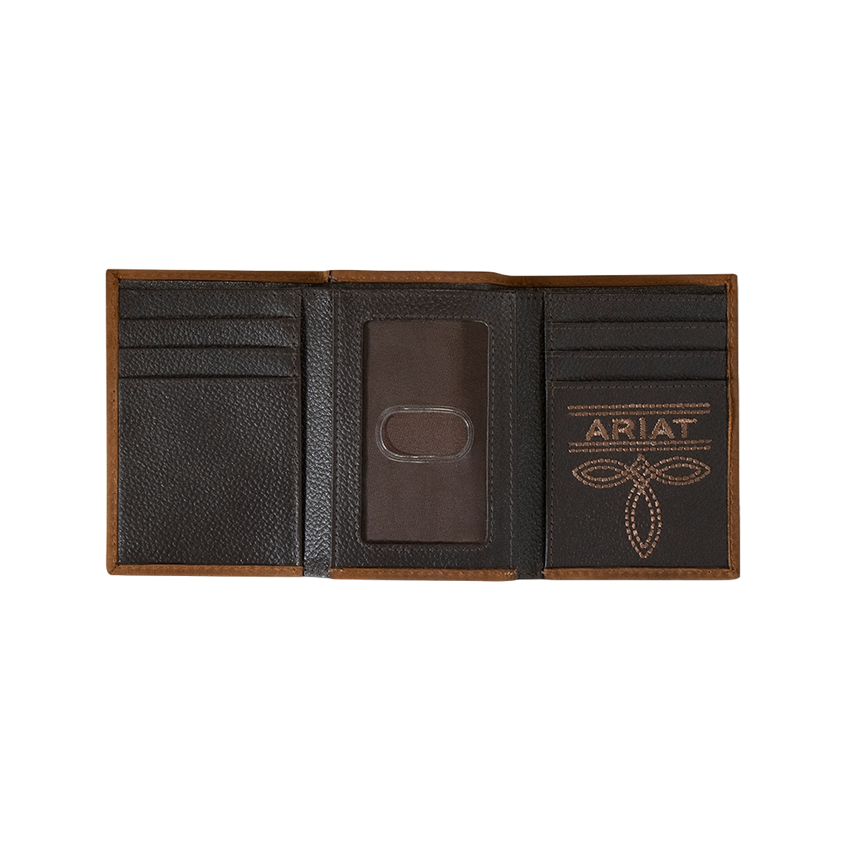 Ariat American Flag Embroidered Aged Bark Trifold Wallet A35548217