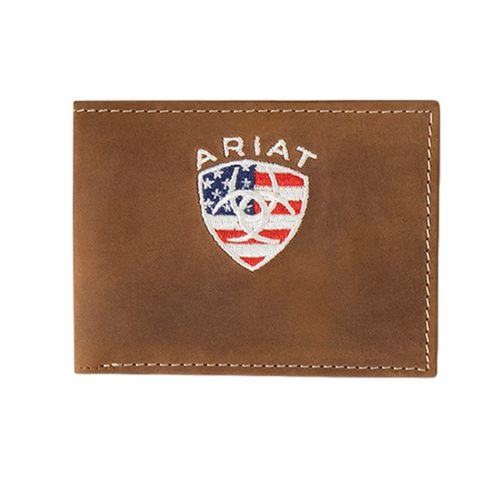 Ariat American Flag Embroidered Aged Back Bifold Wallet A35549217