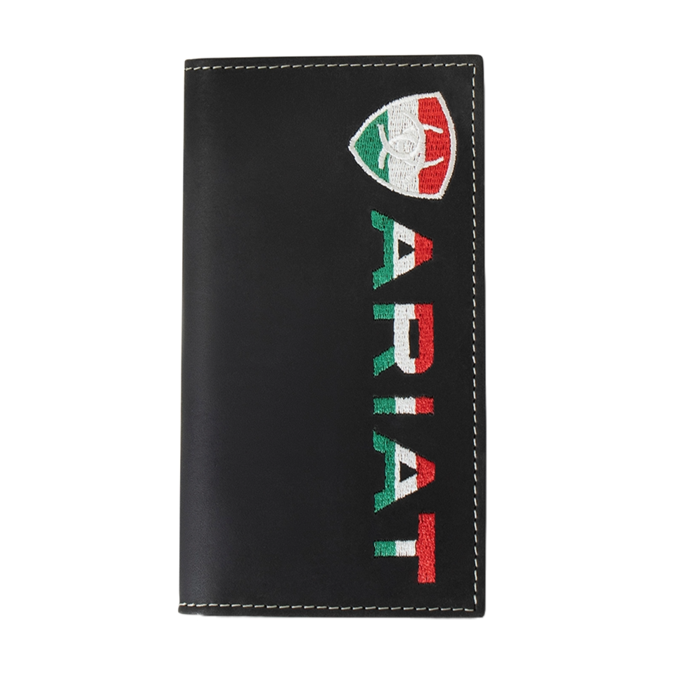 Ariat Mexican Flag Embroidered Black Rodeo Wallet A3555101
