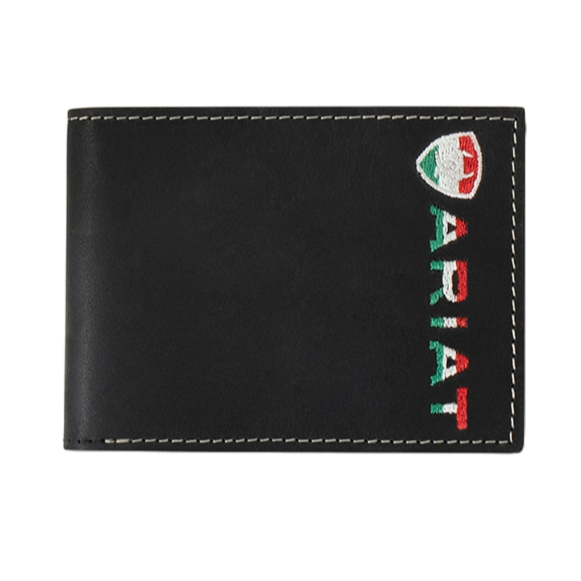 Ariat Mexican Flag Embroidered Black Bifold Wallet A3555301