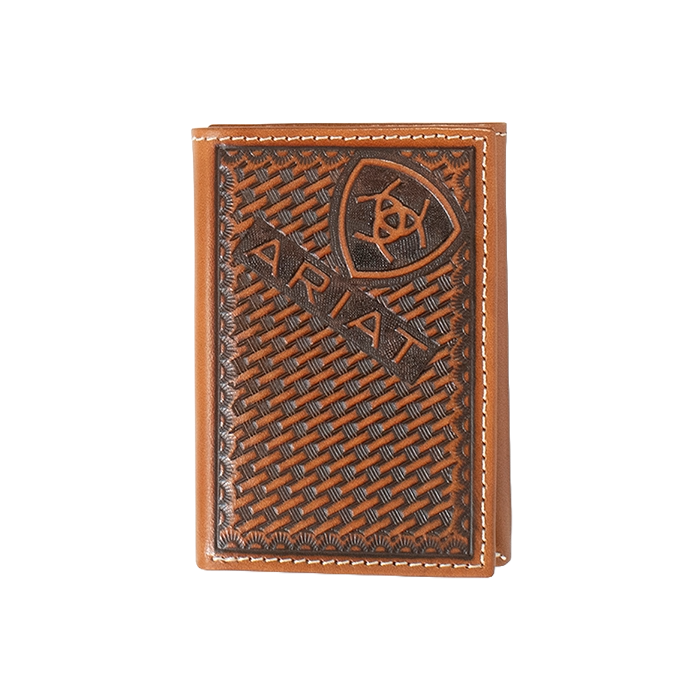 Ariat Men's Sunburst Brown Leather Trifold Wallet A3557002