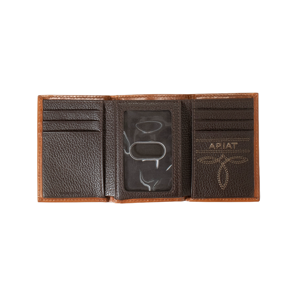 Ariat Men's Sunburst Brown Leather Trifold Wallet A3557002