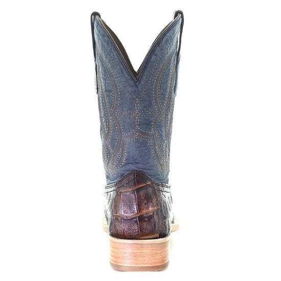 Corral Men's Caiman Embroidered Brown & Blue Western Boots A4057