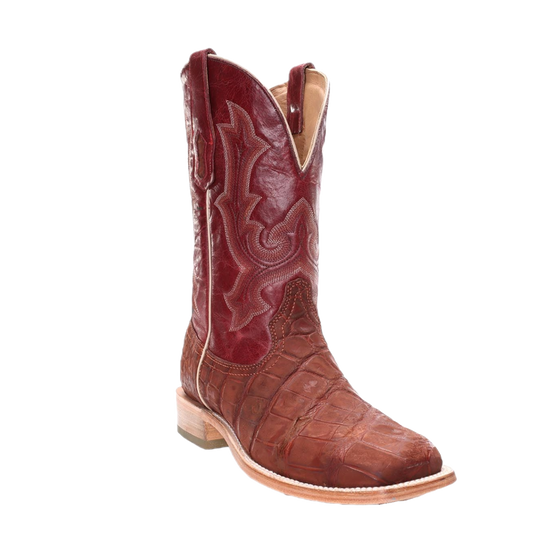Corral Men's Cognac Red Alligator Wide Square Toe Western Boots A4222