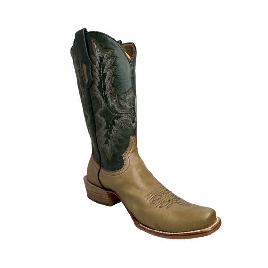 Corral Men's Sand & Green Square Toe Western Boots A4261