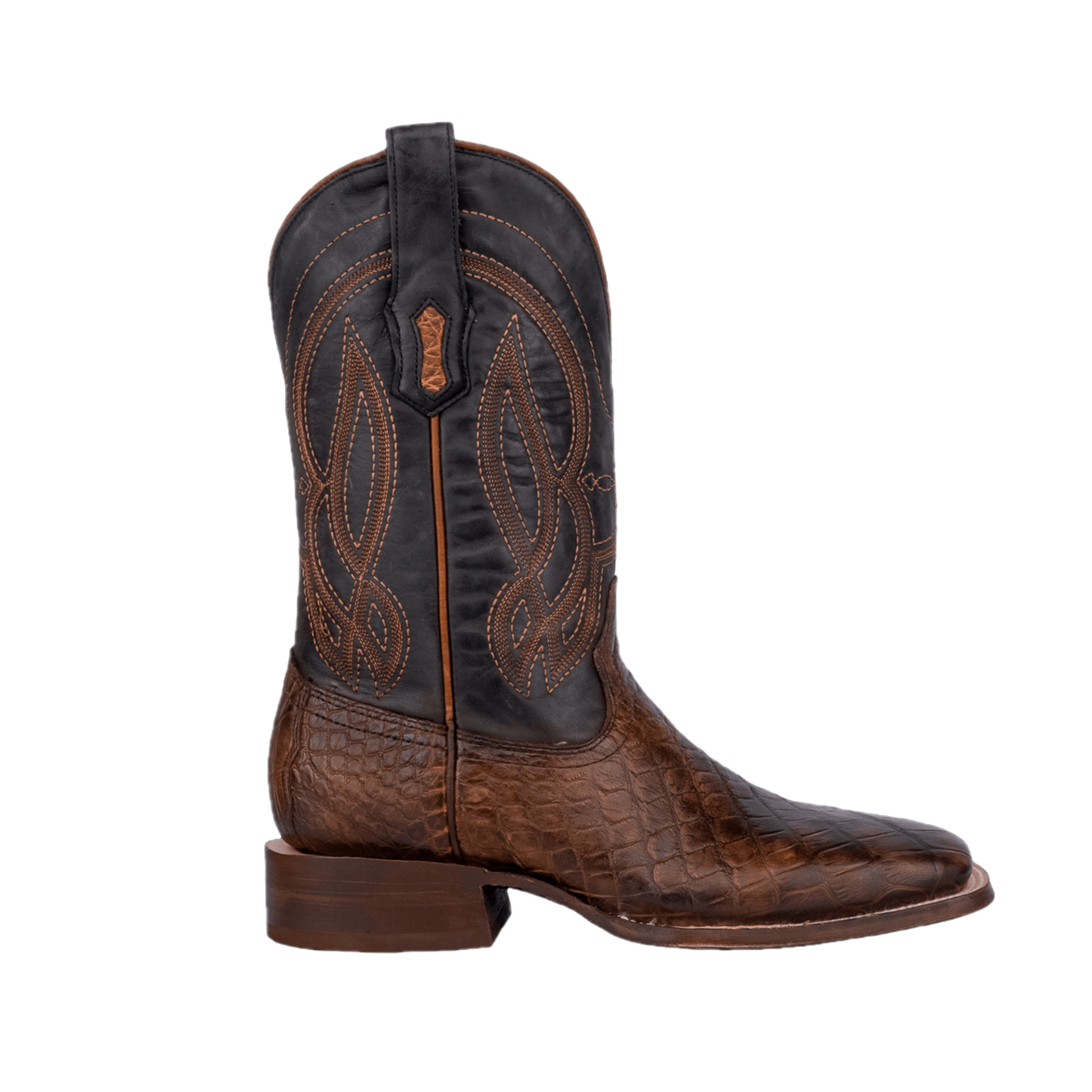 Corral Men's Brown & Black Alligator Embroidered Square Toe Boots A4495