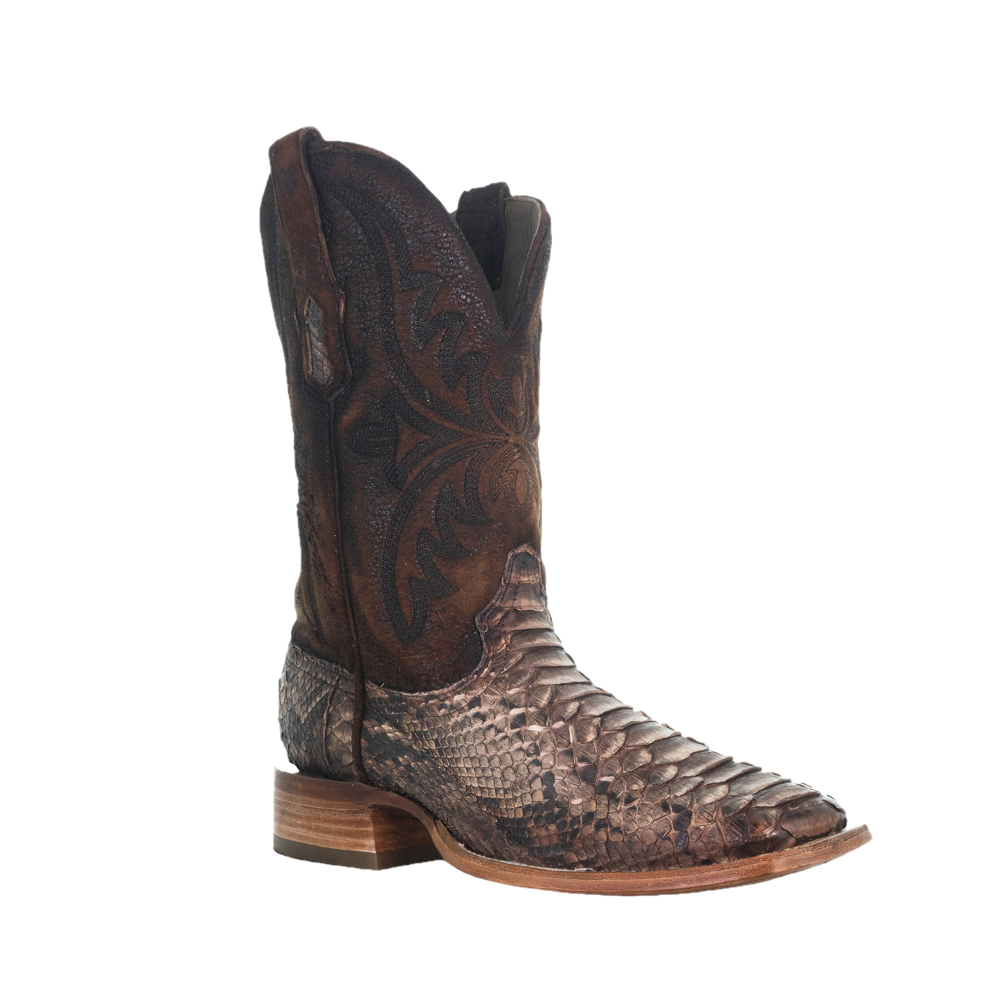 Corral Men's Python & Lamb Wide Square Toe Brown Boots A4499