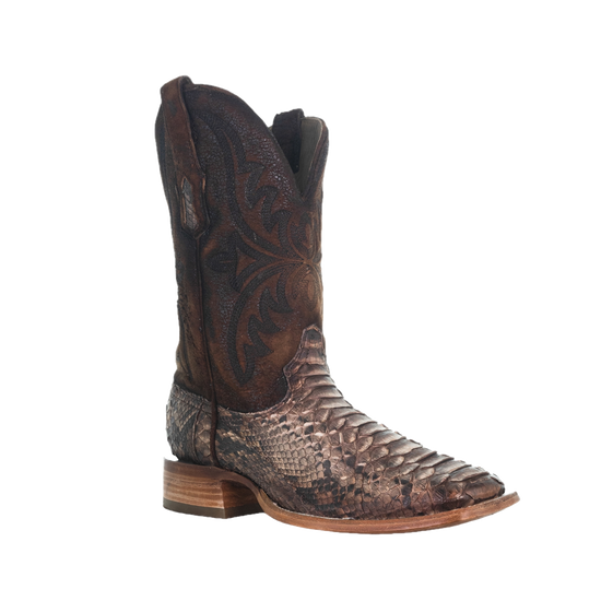 Corral Men's Python & Lamb Wide Square Toe Brown Boots A4499