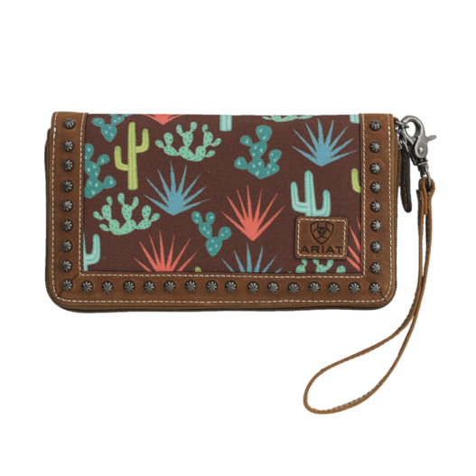 Ariat Ladies Western Cactus Brown Wristlet Wallet A770004902