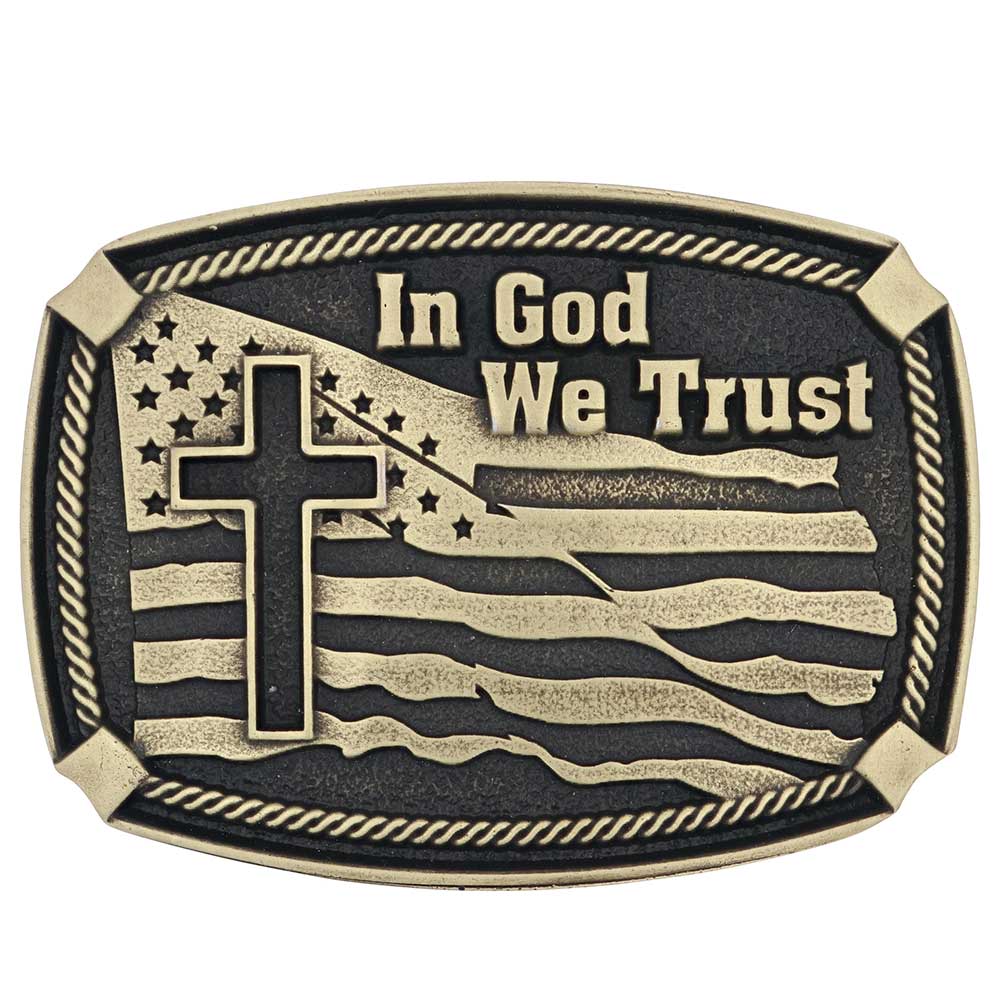 Montana Silversmiths In God We Trust Heritage Attitude Belt Buckle A934