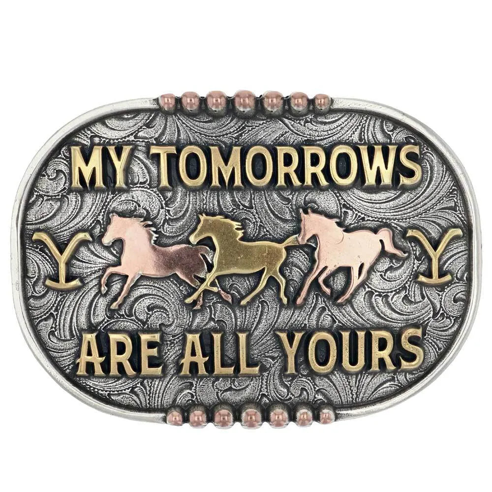 Load image into Gallery viewer, Montana Silversmiths My Tommorows Yellowstone Attitude Belt Buckle A937YEL
