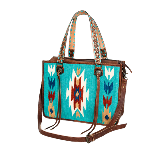 American Darling Turquoise Aztec Printed Saddle Blanket Purse ADBG1033B