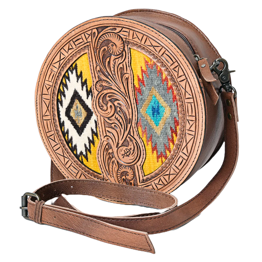 American Darling Ladies Handtooled Circular Saddle Blanket Crossbody Bag ADBG839B