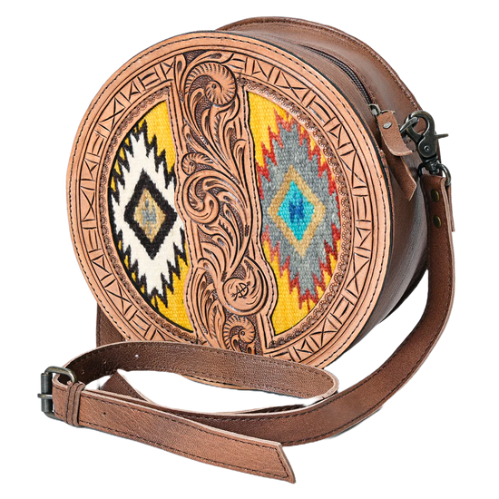 American Darling Ladies Handtooled Circular Saddle Blanket Crossbody Bag ADBG839B