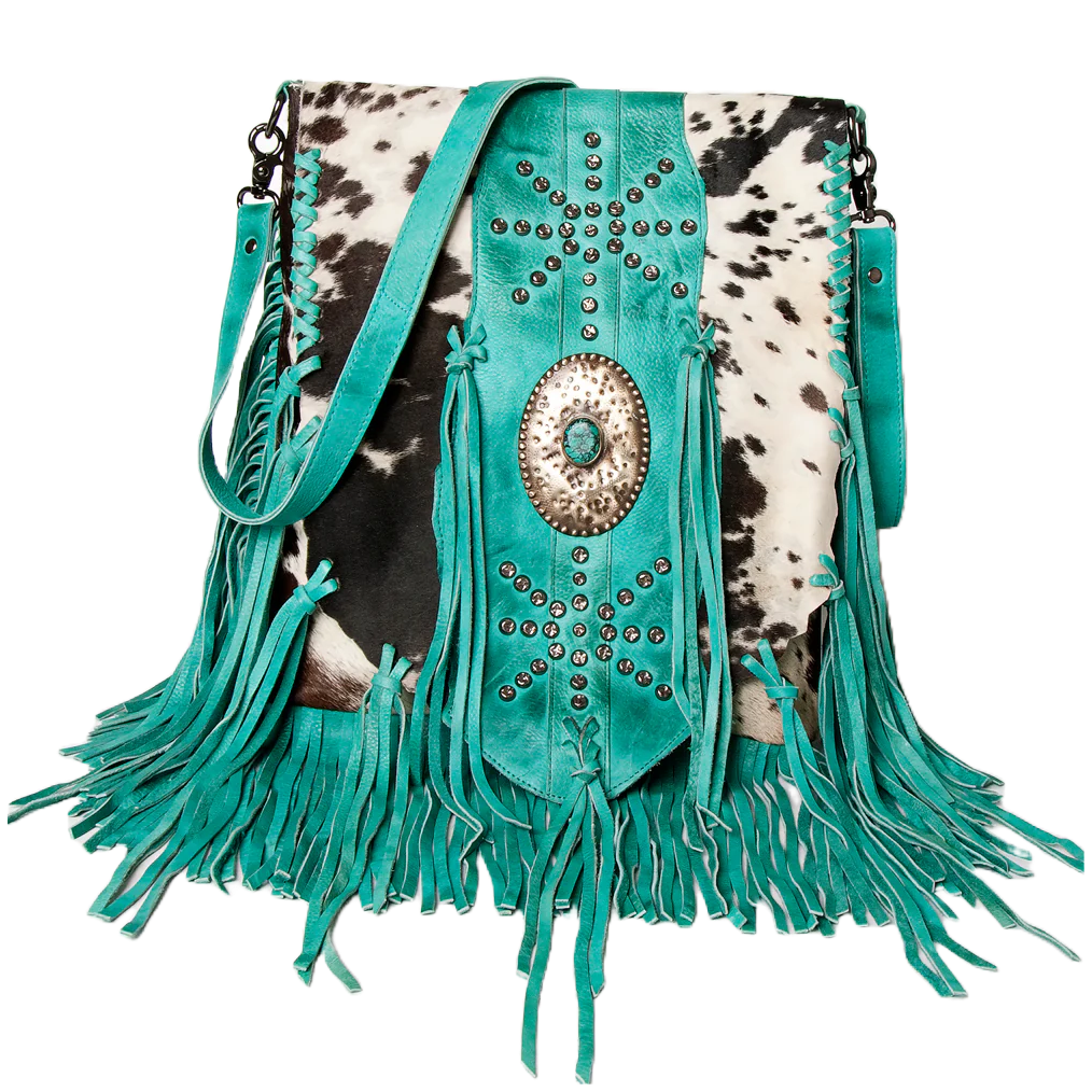 American Darling Cowhide Hair On Turquoise Crossbody Bag ADBGM253C