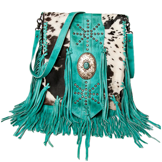 American Darling Cowhide Hair On Turquoise Crossbody Bag ADBGM253C