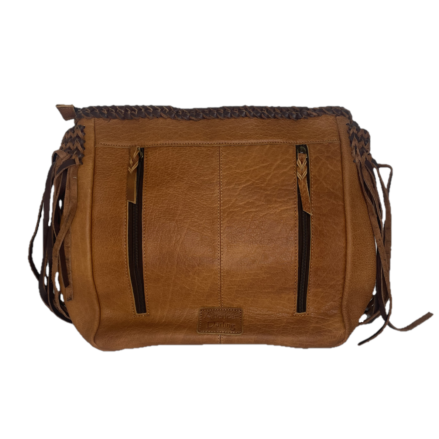 American Darling® Leather Tan & White Cowhide Hand Bag ADBGM318A