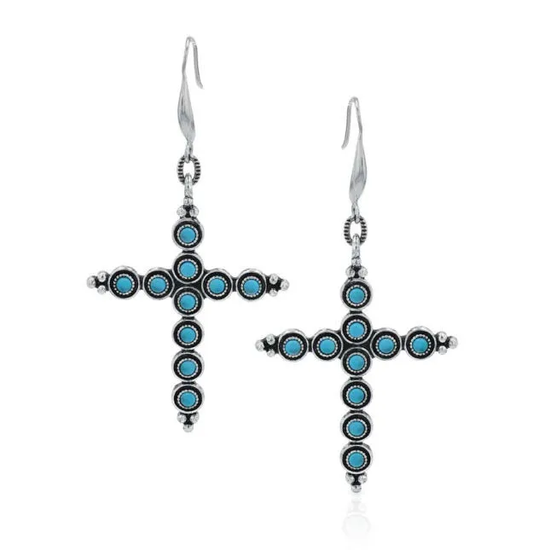 Montana Silversmiths Ladies True Blue Attitude Cross Earrings AER5585