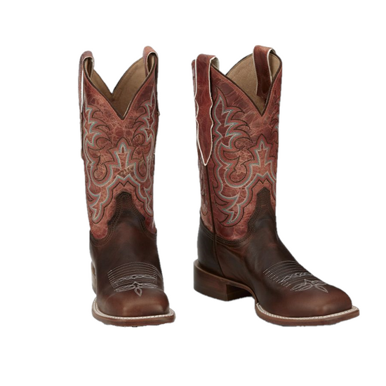 Justin® Ladies Amber Orange Cowhide Dusty Wide Square Boots AQ7020