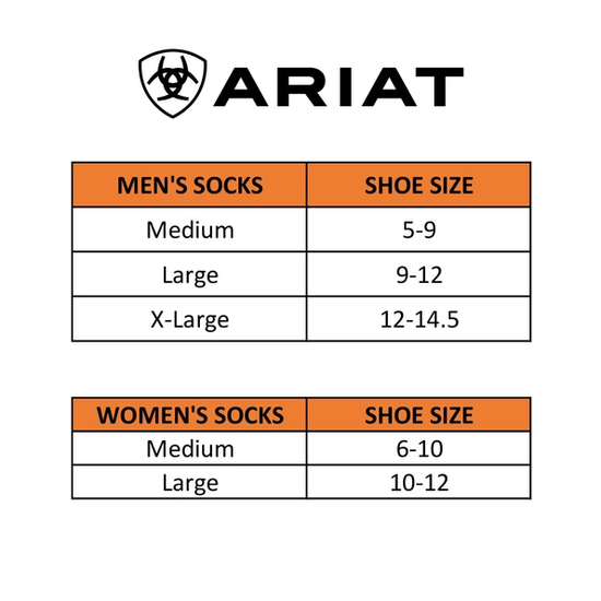 Ariat® Unisex Western Bootie 3/4 Crew Socks AR2444-002