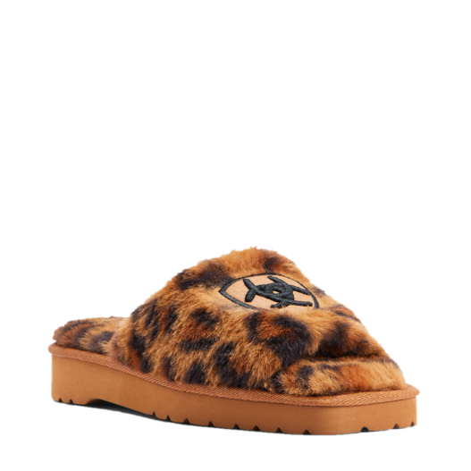Ariat Ladies Cozy Fuzzy Leopard Print Square Toe Slippers AR2697-214