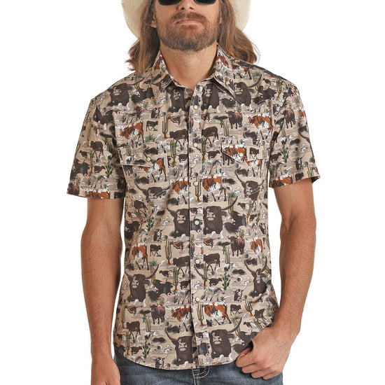 Rock & Roll Cowboy Men's Dale Brisby Print Short Sleeve Shirt B1S5109