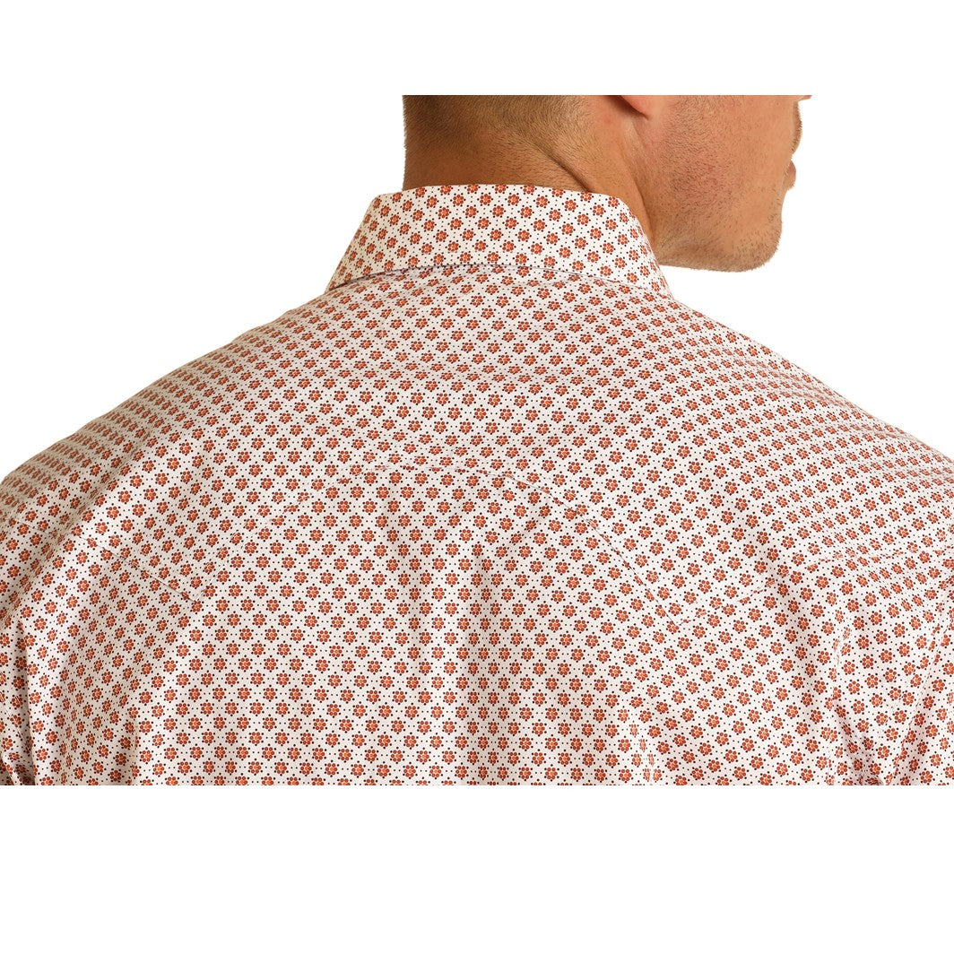 Panhandle Mens Orange Geometric Print Shirt B1S8082-91