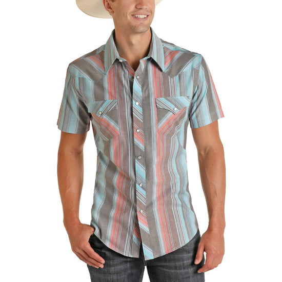 Rock & Roll Cowboy Men's Short Sleeve Serape Snap Shirt B1S8097-87