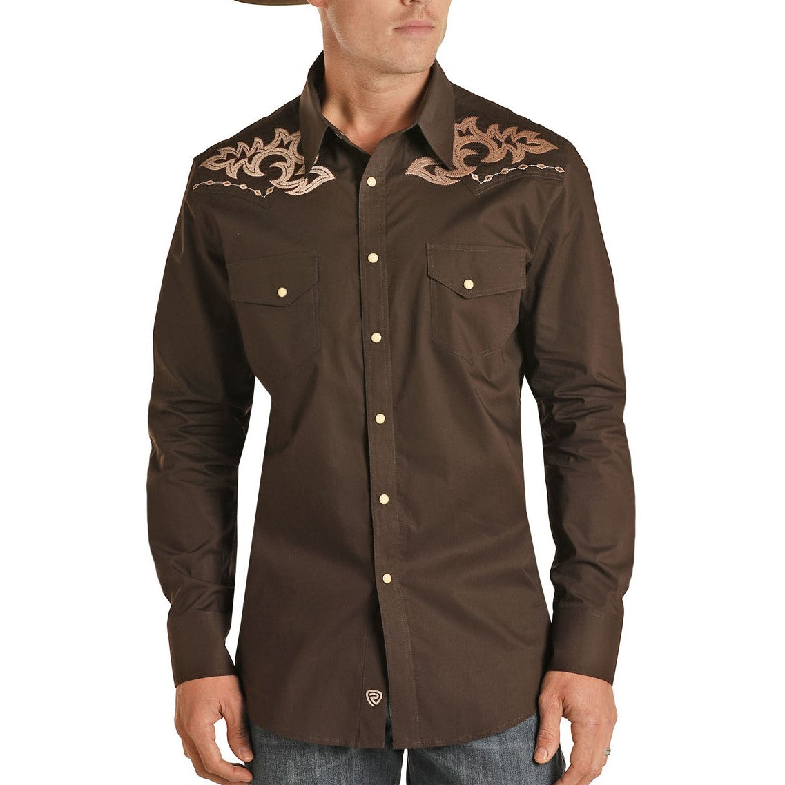 Rock & Roll Cowboy Men's Western Style Brown Long Sleeve Shirt B2S1312