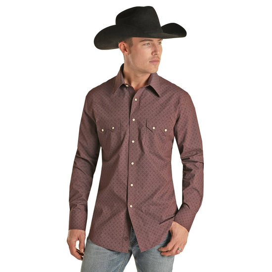 Rock & Roll Cowboy® Men's Long Sleeve Geo Print Snap Up Shirt B2S2027