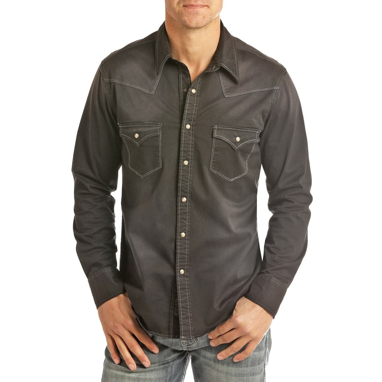 Rock & Roll Cowboy® Men's Black Long Sleeve Snap Shirt B2S6461