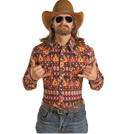 Rock & Roll Cowboy® Men's Dale Brisby Aztec Print Snap Shirt B2S7090