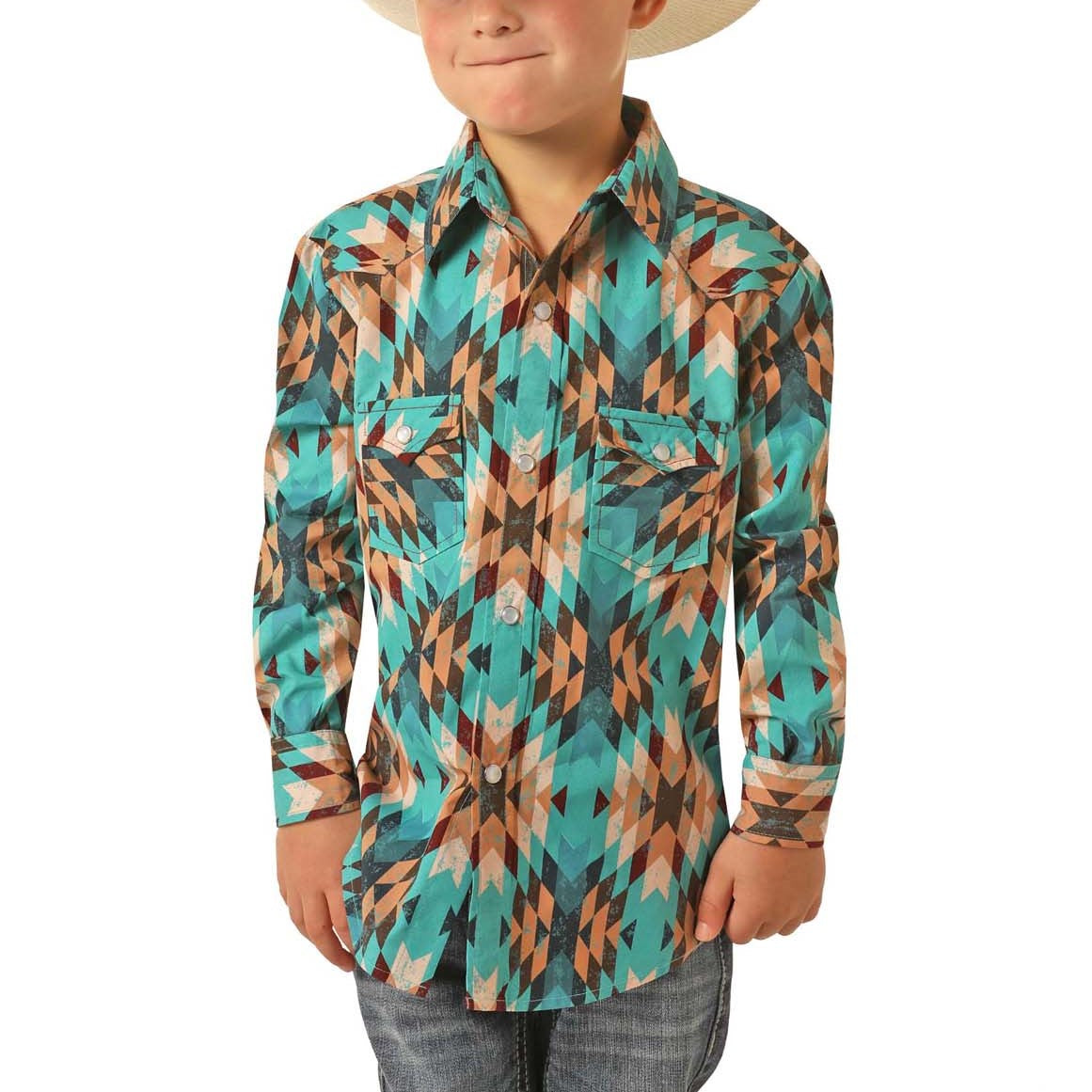 Rock & Roll Cowboy Boy's Western Style Print Snap Shirt B8S3320