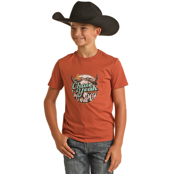 Rock & Roll Denim Boy's Dale Brisby "Chute Yeah" Rust Graphic T-Shirt BB21T02429