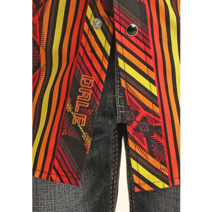Rock & Roll Denim Youth Boy's Aztec Print Multicolor Snap Shirt BBN2S02167