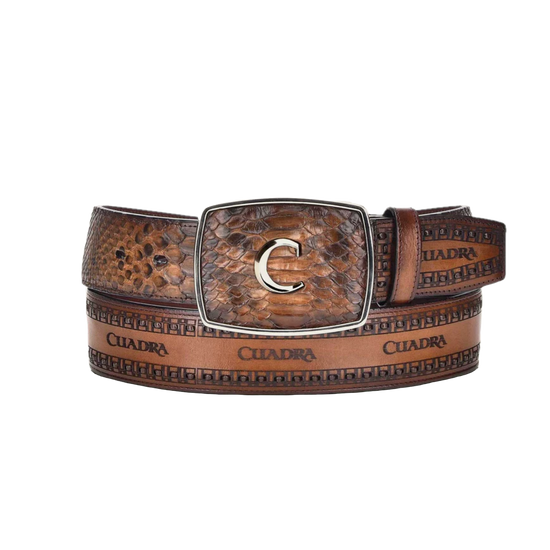 Cuadra Men's Python Woven Brown Leather Belt BC200