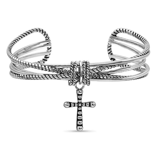 Load image into Gallery viewer, Montana Silversmiths Women&amp;#39;s Faith On A Loop Cross Bracelet BC4377
