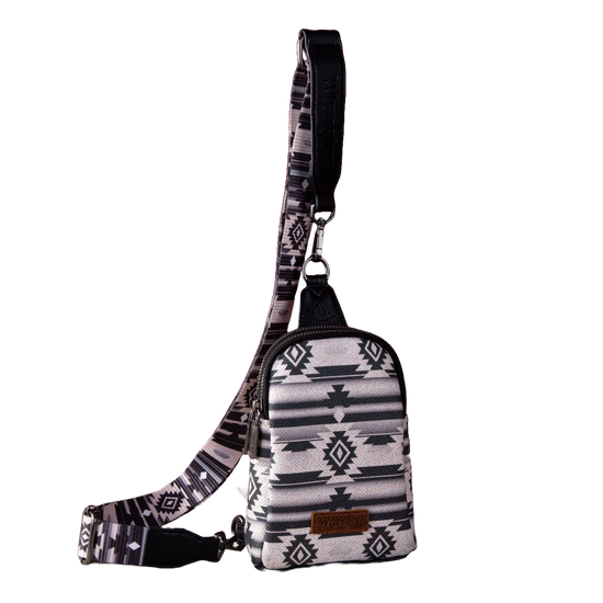 Wrangler Ladies Aztec Print Crossbody Black Sling Chest  Bag WG2205-210BK
