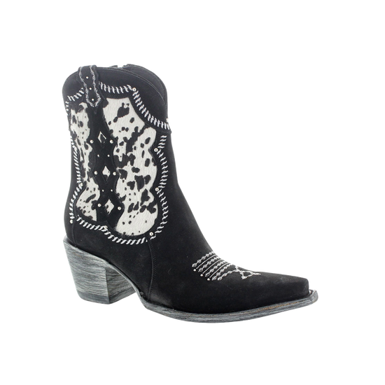 Old Gringo Ladies Lazzo Cowboy Suede Black & White  Snip Toe Boots BL3873-2